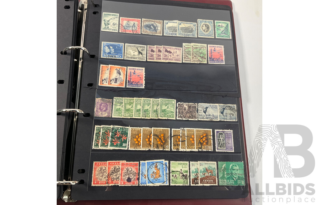 Album of Antique and Vintage International Stamps Including Brazil 1920's, Bolivia Mint 1950's Set, South Africa KGV, Sudan, Rwanda Mints, Tokelau Islands Mint Hinged, Tonga, Yemen, Manchukuo and More