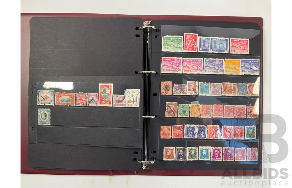 Album of Antique and Vintage International Stamps Including Brazil 1920's, Bolivia Mint 1950's Set, South Africa KGV, Sudan, Rwanda Mints, Tokelau Islands Mint Hinged, Tonga, Yemen, Manchukuo and More