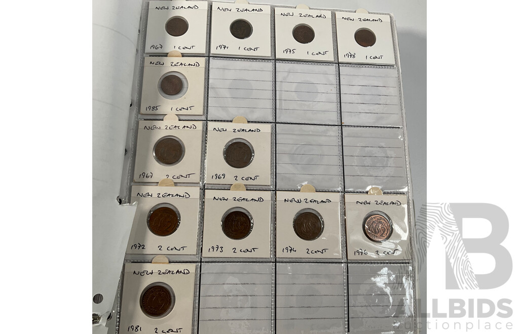 Album of International Coins in Alphabetical Order Including Mexico, Nepal, New Caledonia, New Zealand, Nicaragua, Palestine, Paraguay, Peru, Philippines, Samoa, Singapore, South Africa, Sri Lanka, Taiwan, Thailand, Trinidad, Tonga and More