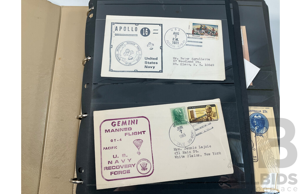 Album of Mostly 1960's-1980's Australian First Day Covers Including Many Qantas Inaugural Flights, Collection of Vintage Cancelled International Stamps