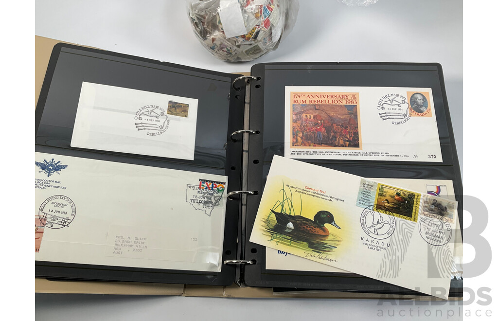 Album of Mostly 1960's-1980's Australian First Day Covers Including Many Qantas Inaugural Flights, Collection of Vintage Cancelled International Stamps