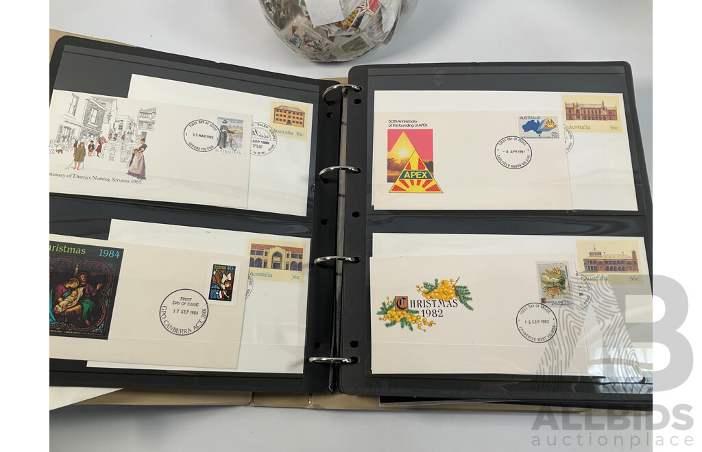 Album of Mostly 1960's-1980's Australian First Day Covers Including Many Qantas Inaugural Flights, Collection of Vintage Cancelled International Stamps