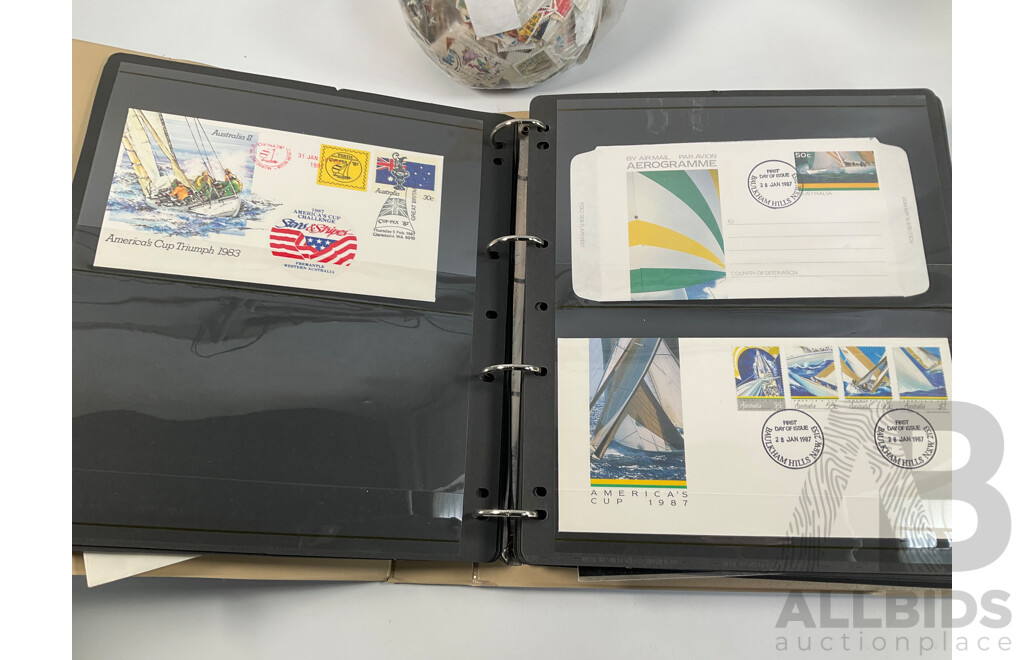 Album of Mostly 1960's-1980's Australian First Day Covers Including Many Qantas Inaugural Flights, Collection of Vintage Cancelled International Stamps