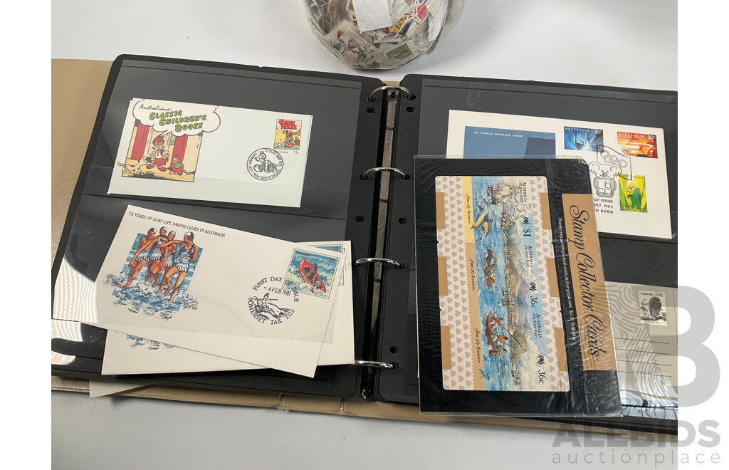 Album of Mostly 1960's-1980's Australian First Day Covers Including Many Qantas Inaugural Flights, Collection of Vintage Cancelled International Stamps