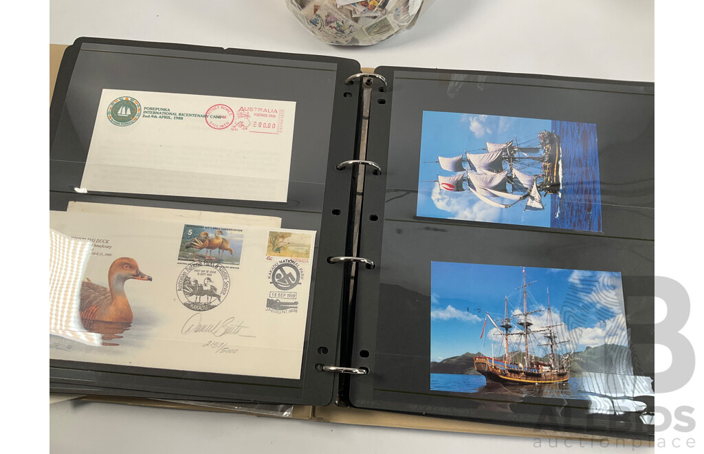 Album of Mostly 1960's-1980's Australian First Day Covers Including Many Qantas Inaugural Flights, Collection of Vintage Cancelled International Stamps