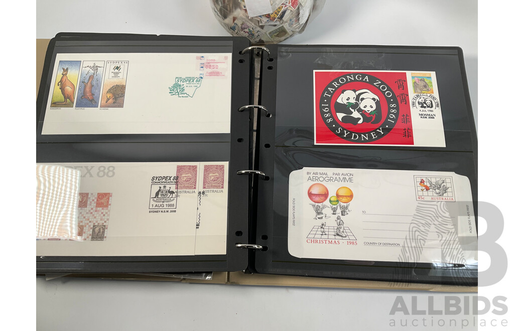 Album of Mostly 1960's-1980's Australian First Day Covers Including Many Qantas Inaugural Flights, Collection of Vintage Cancelled International Stamps