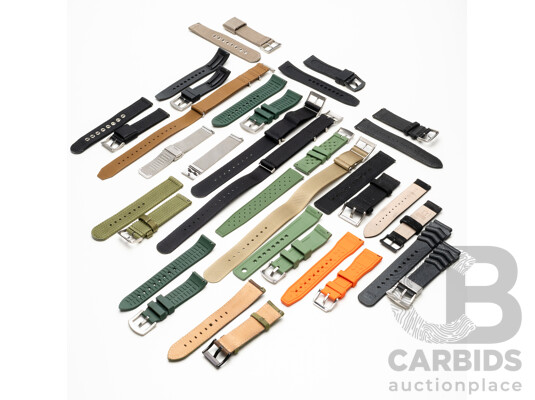 Lot of 20 Assorted Watch Straps, 20 & 22mm