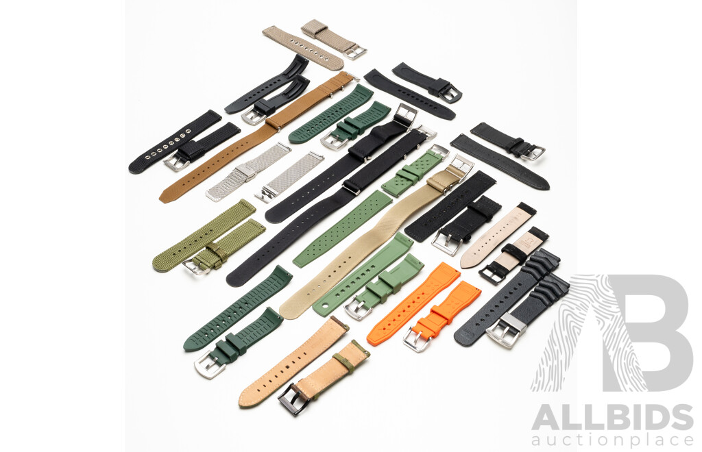 Lot of 20 Assorted Watch Straps, 20 & 22mm
