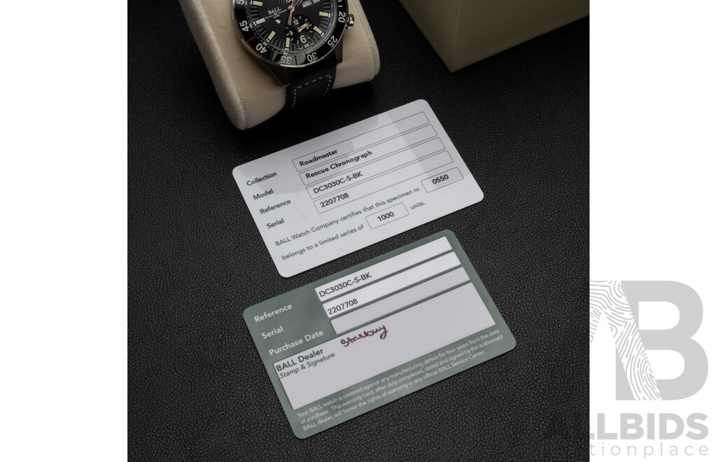BALL Roadmaster Rescue Chronograph 41mm Titanium Limited Edition Watch - DC3030C-S-BK, No. 0550/1000