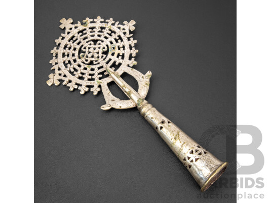Antique Silver Plate Ethiopian Coptic Orthodox Processional Cross