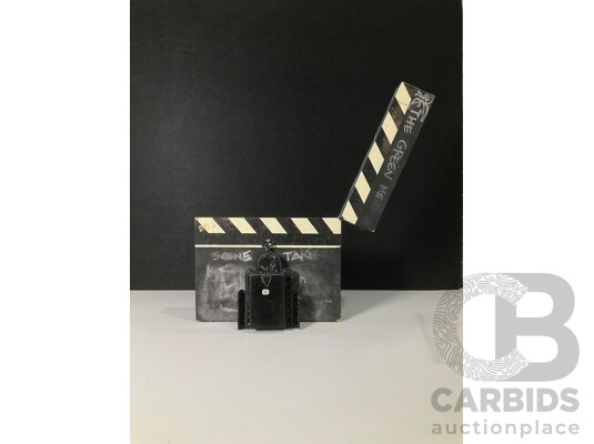 Wooden Movie Clapperboard and Mexican Folk Art Piece