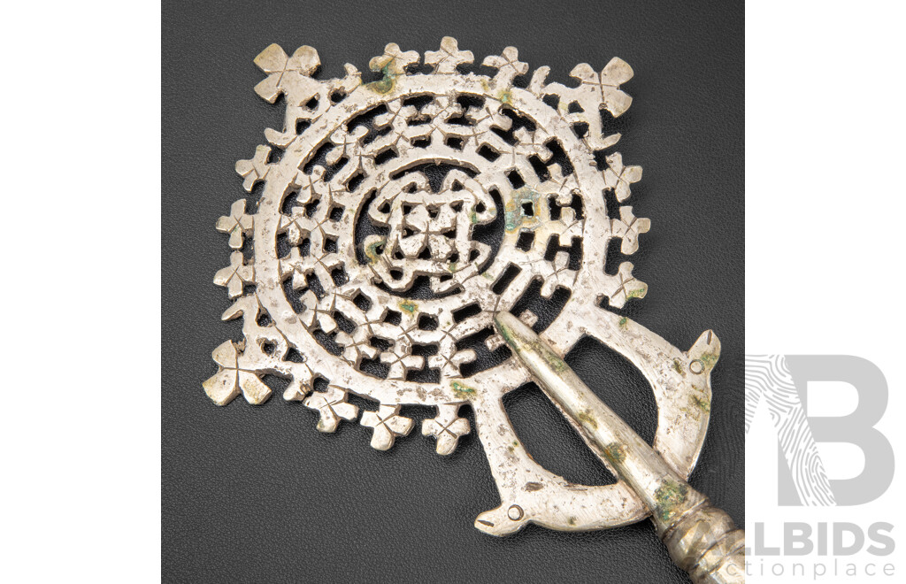 Antique Silver Plate Ethiopian Coptic Orthodox Processional Cross
