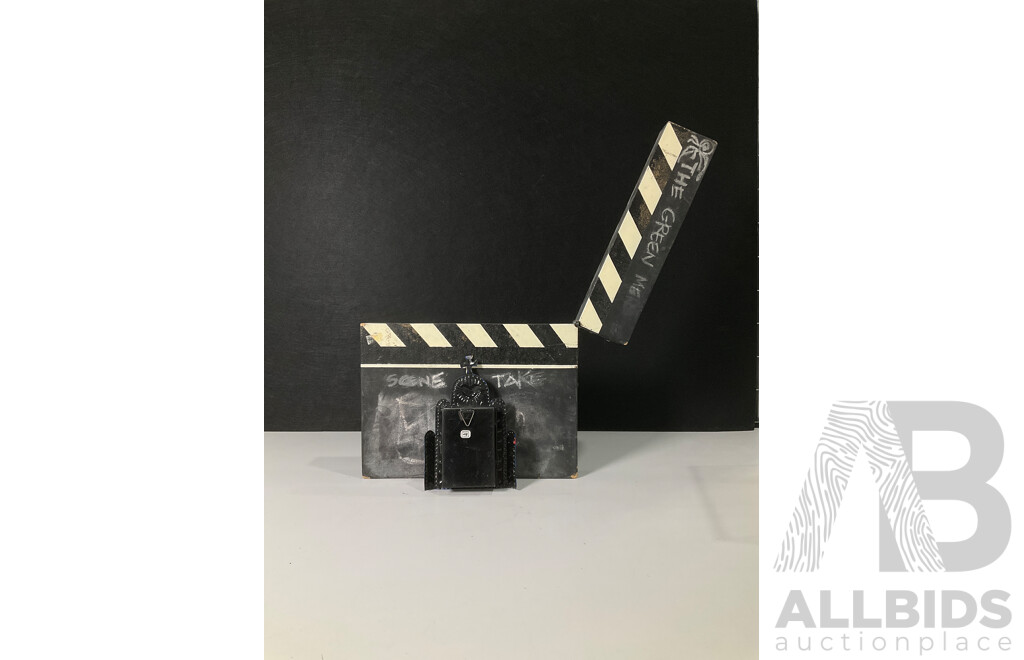 Wooden Movie Clapperboard and Mexican Folk Art Piece