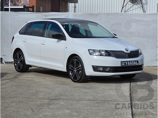 08/2014 Skoda Rapid Spaceback Elegance 90 TSI NH 4D Wagon White Turbo 1.4L