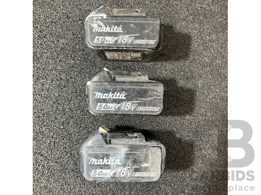 1661891 · Assorted MAKITA 18V 5.0Ah Battery - Lot of 3