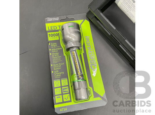 1661873 · IRONHORSE 1000 Lumen Rechargeable Torch and ANKO Push Up Bars - Lot of 2