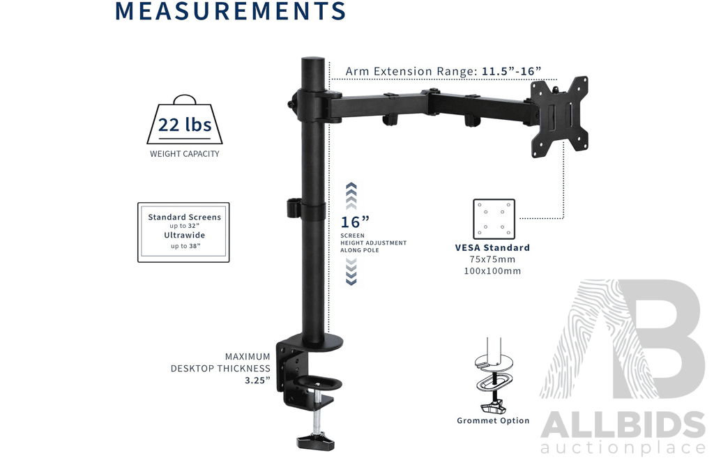 VIVO Stand-V001 Single Monitor Desk Mount & Futura Tadka Pan & Spin Mop with Accessories