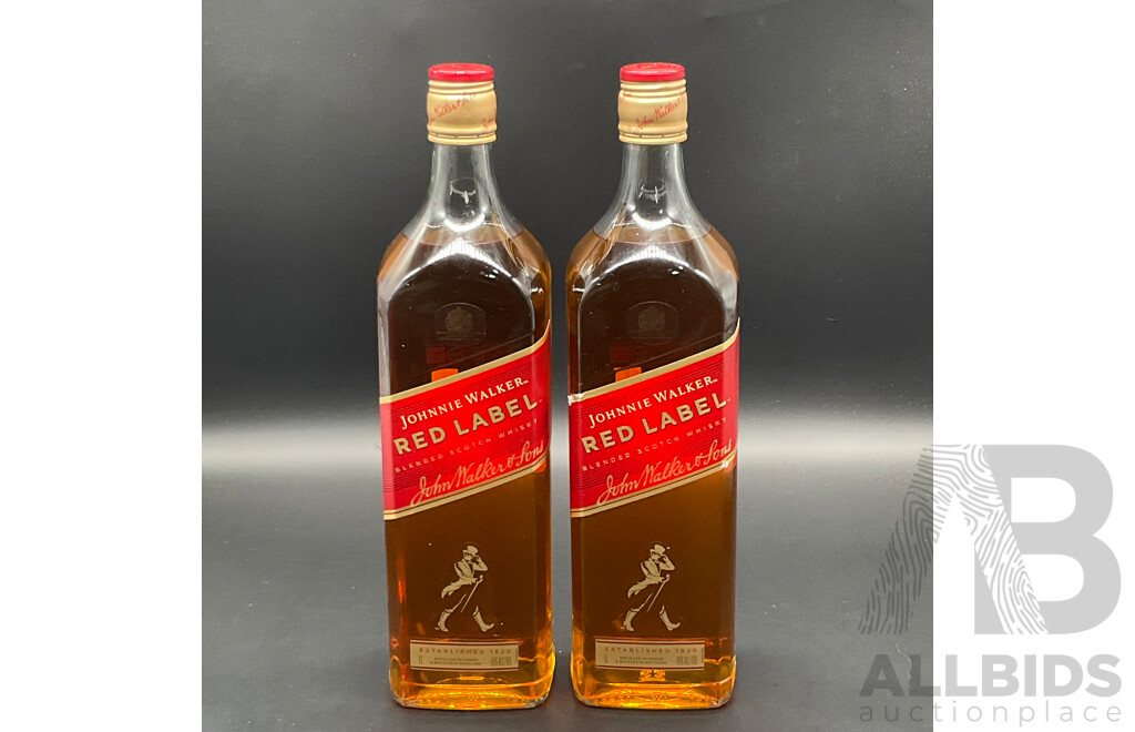 JOHNNIE WALKER Red Label Whisky 1000ml - Lot of 2