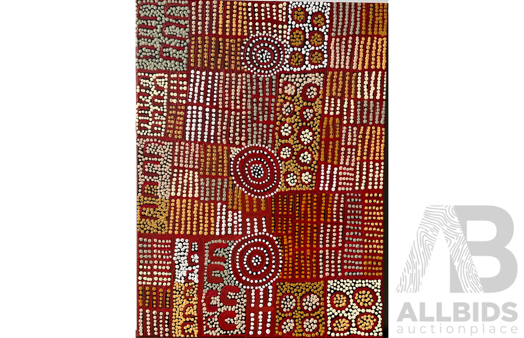 WINNIE REID Aboriginal Artwork - Acrylic on Canvas - 60x45cm