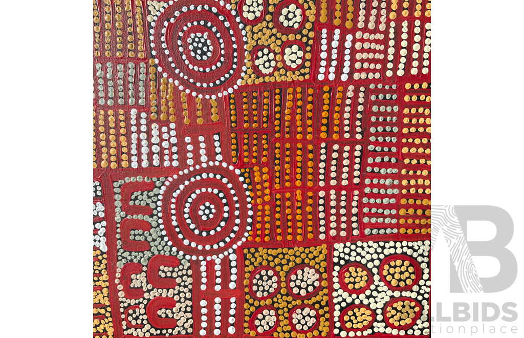 WINNIE REID Aboriginal Artwork - Acrylic on Canvas - 60x45cm