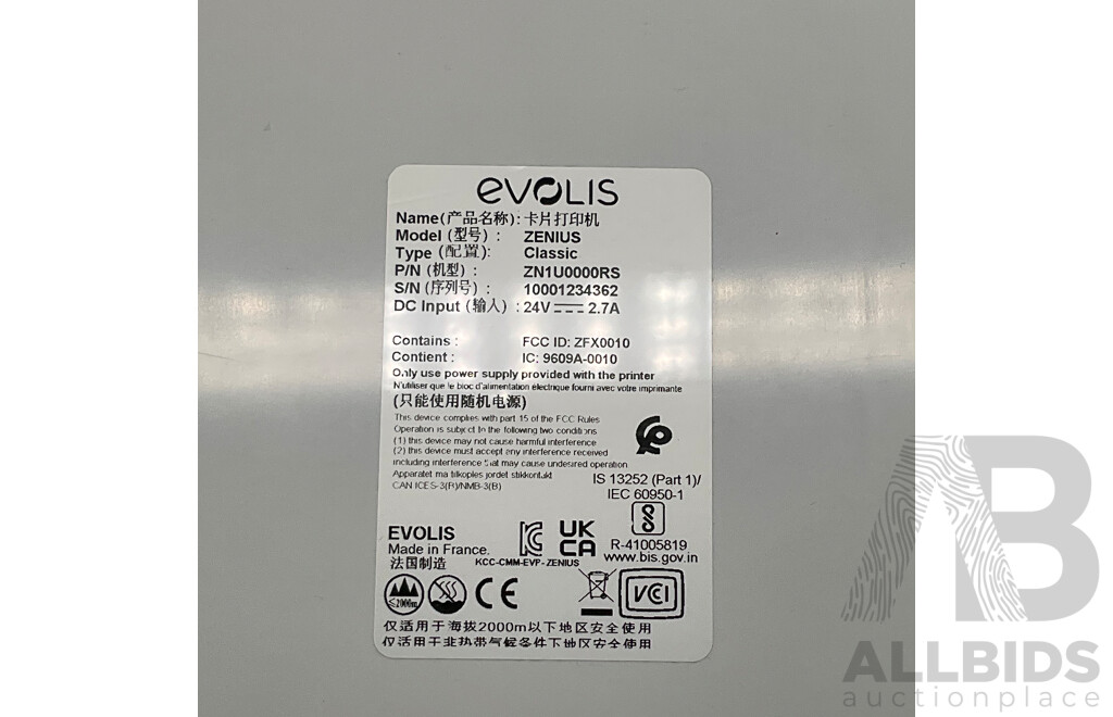 EVOLIS Zenius Classic Single Sided ID Card Printer
