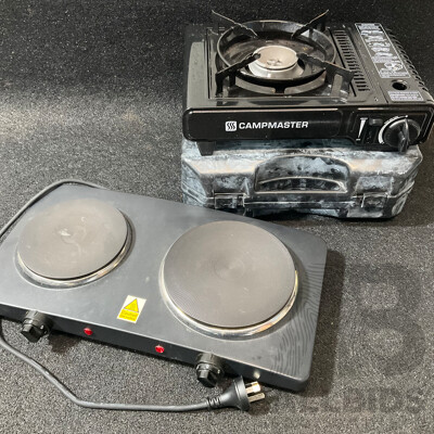 CAMPMASTER Portable Single Burner Stove and ANKO Double Hot Plate - Lot of 2