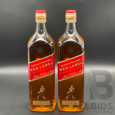 JOHNNIE WALKER Red Label Whisky 1000ml - Lot of 2