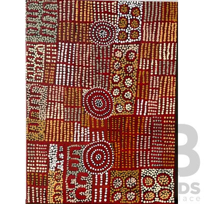 WINNIE REID Aboriginal Artwork - Acrylic on Canvas - 60x45cm