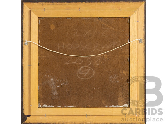 Pro Hart (20th Century, Australian, 1928-2006), Miner's Hut, Original Oil on Masonite, 42H x 42W cm (frame)