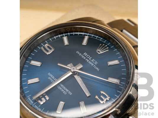 Rolex Oyster Perpetual 36 Blue Face Superlative Chronometer Automatic & Hand Wind Movement, Model - 116000