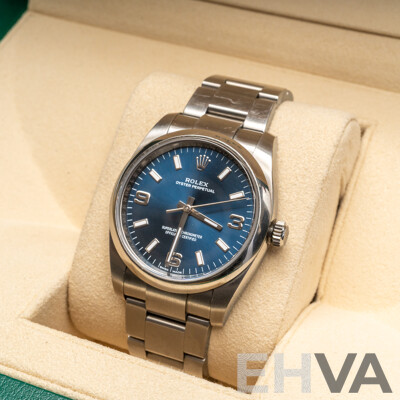 Rolex Oyster Perpetual 36 Blue Face Superlative Chronometer Automatic & Hand Wind Movement, Model - 116000
