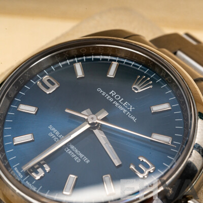 Rolex Oyster Perpetual 36 Blue Face Superlative Chronometer Automatic & Hand Wind Movement, Model - 116000
