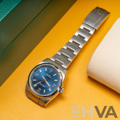 Rolex Oyster Perpetual 36 Blue Face Superlative Chronometer Automatic & Hand Wind Movement, Model - 116000