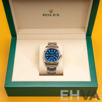 Rolex Oyster Perpetual 36 Blue Face Superlative Chronometer Automatic & Hand Wind Movement, Model - 116000