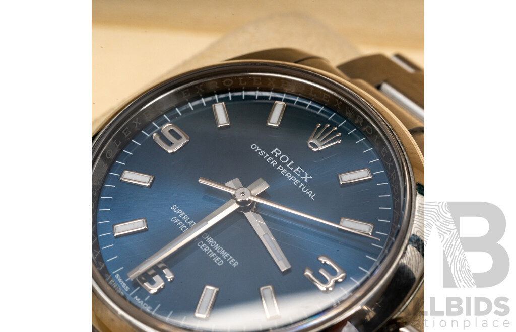 Rolex Oyster Perpetual 36 Blue Face Superlative Chronometer Automatic & Hand Wind Movement, Model - 116000