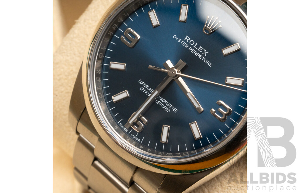 Rolex Oyster Perpetual 36 Blue Face Superlative Chronometer Automatic & Hand Wind Movement, Model - 116000