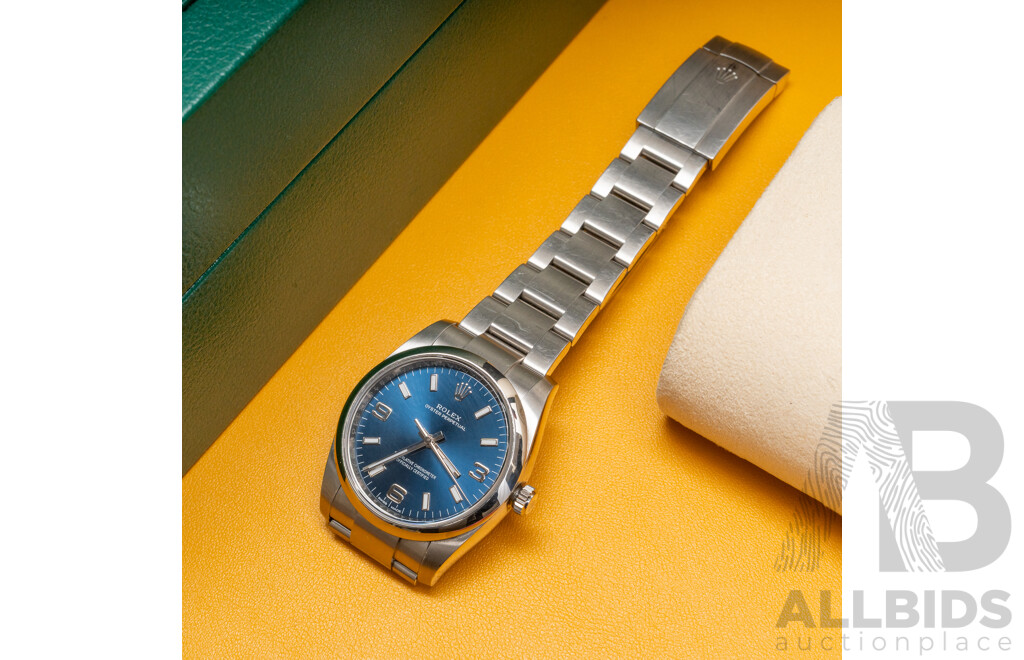 Rolex Oyster Perpetual 36 Blue Face Superlative Chronometer Automatic & Hand Wind Movement, Model - 116000