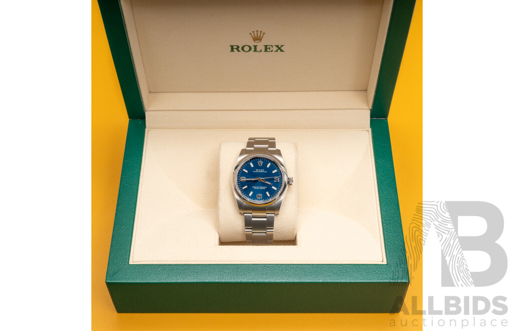 Rolex Oyster Perpetual 36 Blue Face Superlative Chronometer Automatic & Hand Wind Movement, Model - 116000