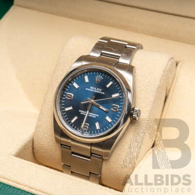 Rolex Oyster Perpetual 36 Blue Face Superlative Chronometer Automatic & Hand Wind Movement, Model - 116000
