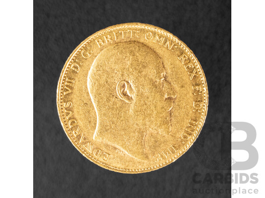 1661023 · Australian 1905 KEVII Gold Sovereign, London Mint .917