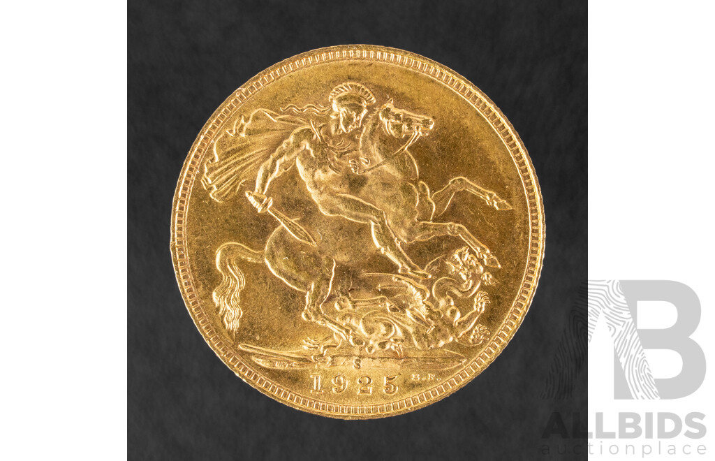 Australian 1925 KGV Gold Sovereign, Sydney Mint, High Grade .917