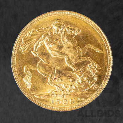 Australian 1925 KGV Gold Sovereign, Sydney Mint, High Grade .917