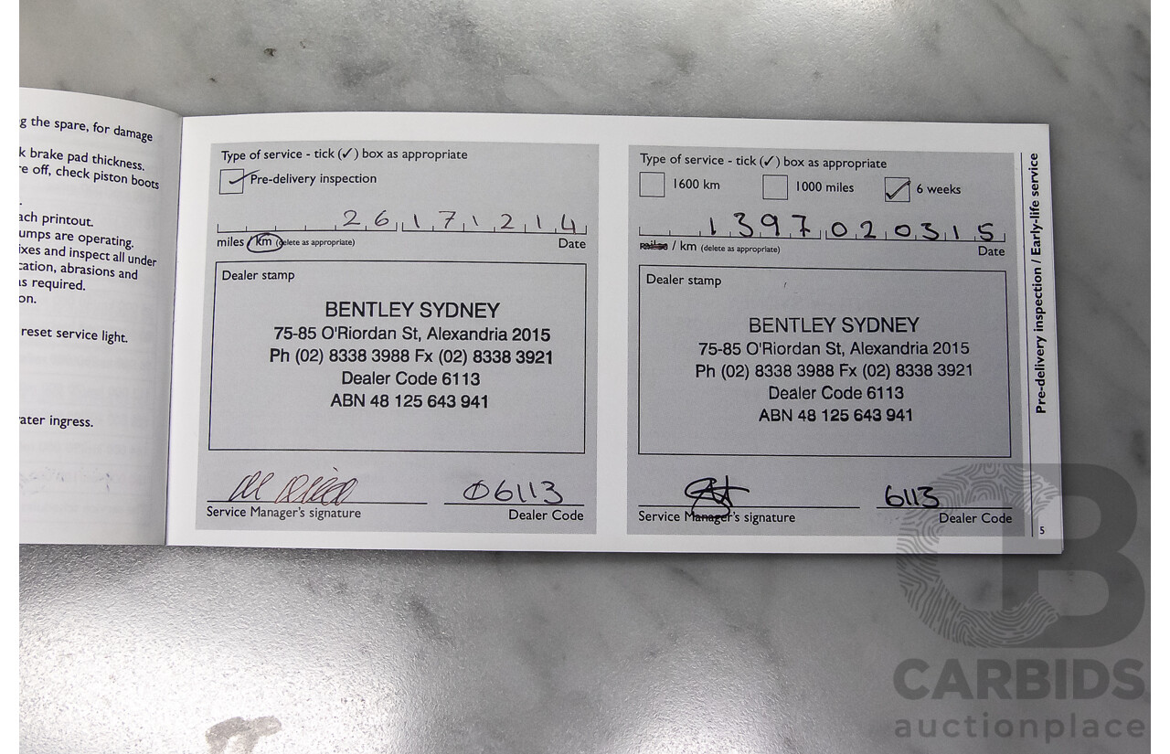 12/2014 Bentley Flying Spur V8 Mulliner (AWD) 3W MY15 4d Sedan Glacier White Twin Turbo V8 4.0L