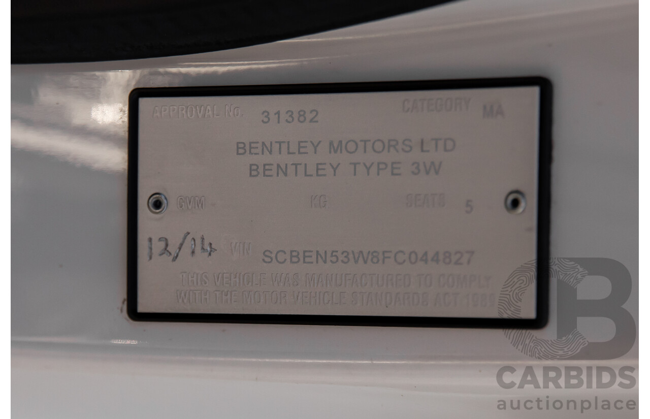 12/2014 Bentley Flying Spur V8 Mulliner (AWD) 3W MY15 4d Sedan Glacier White Twin Turbo V8 4.0L