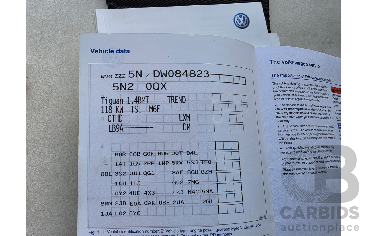 8/2013 Volkswagen Tiguan 118 TSI (4x2) 5NC MY13.5 4d Wagon White 1.4L