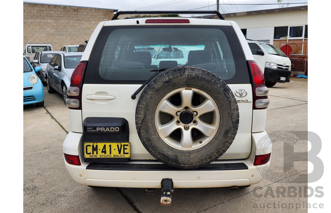 8/2005 Toyota Landcruiser Prado GXL (4x4) KZJ120R 4d Wagon White 3.0L