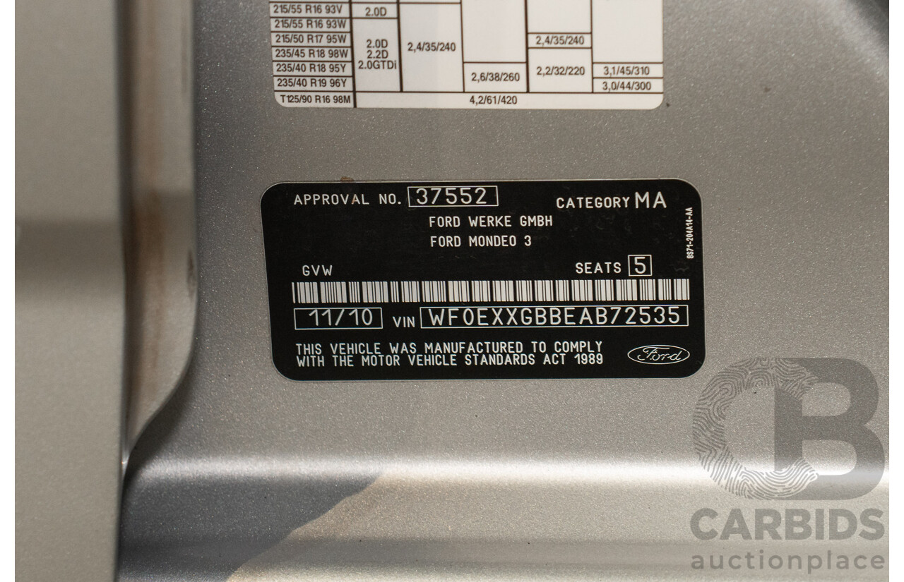 11/2010 Ford Mondeo LX (FWD) MC 4d Wagon Silver 2.3L