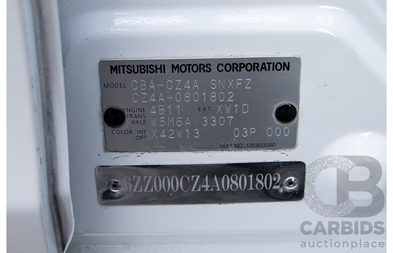 09/2021 Mitsubishi Lancer Evolution Final Edition (AWD) CJ MY15 4d Sedan White Turbo 2.0L