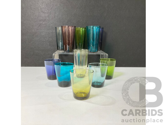 Collection of Coloured Bison Glasses