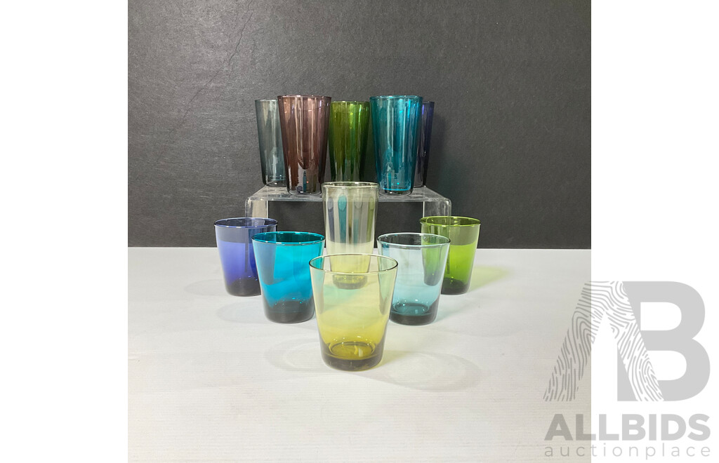 Collection of Coloured Bison Glasses